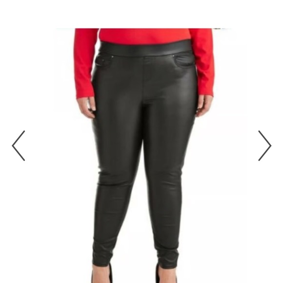 Terra & Sky Faux Leather Moto Pullon Skinny Pants - Picture 1 of 8